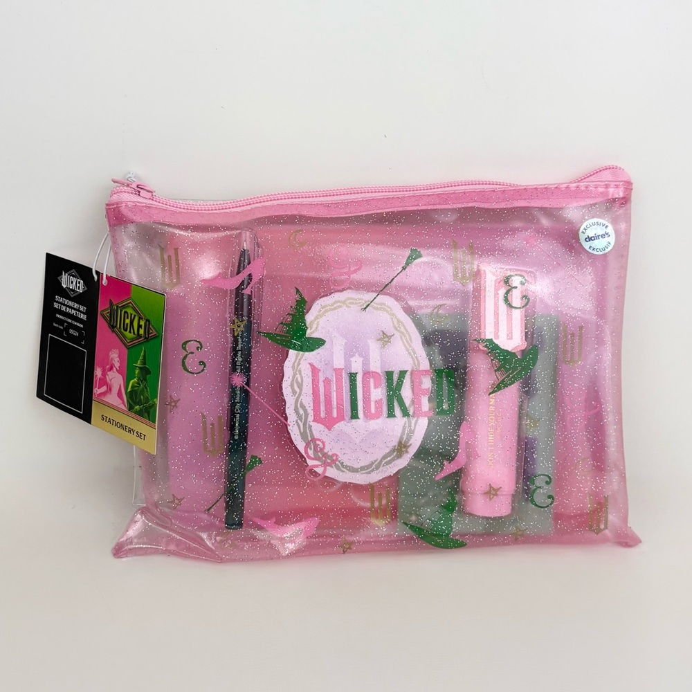 New in Package Wicked 7 Piece Stationary Set with Clear Pink Pouch New With Tags